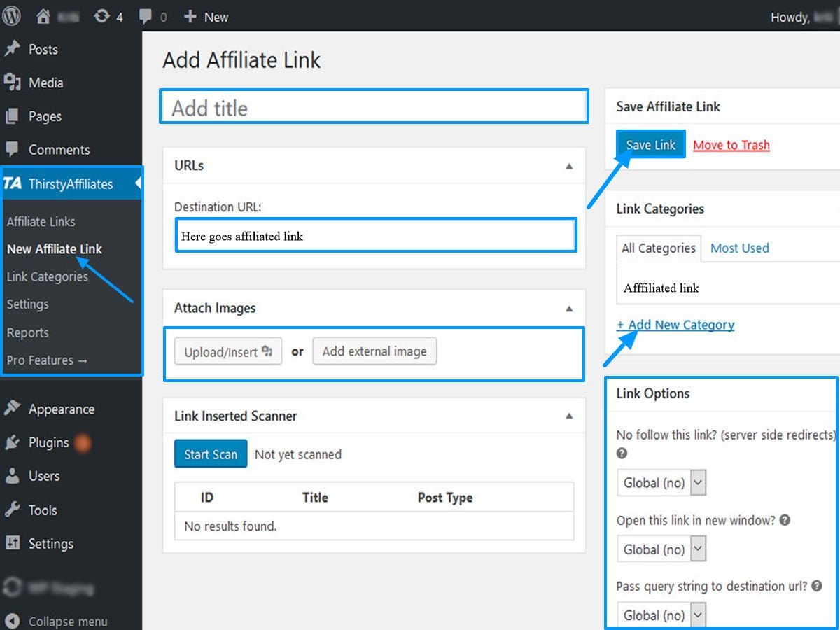 how to add affiliate link in wordpress