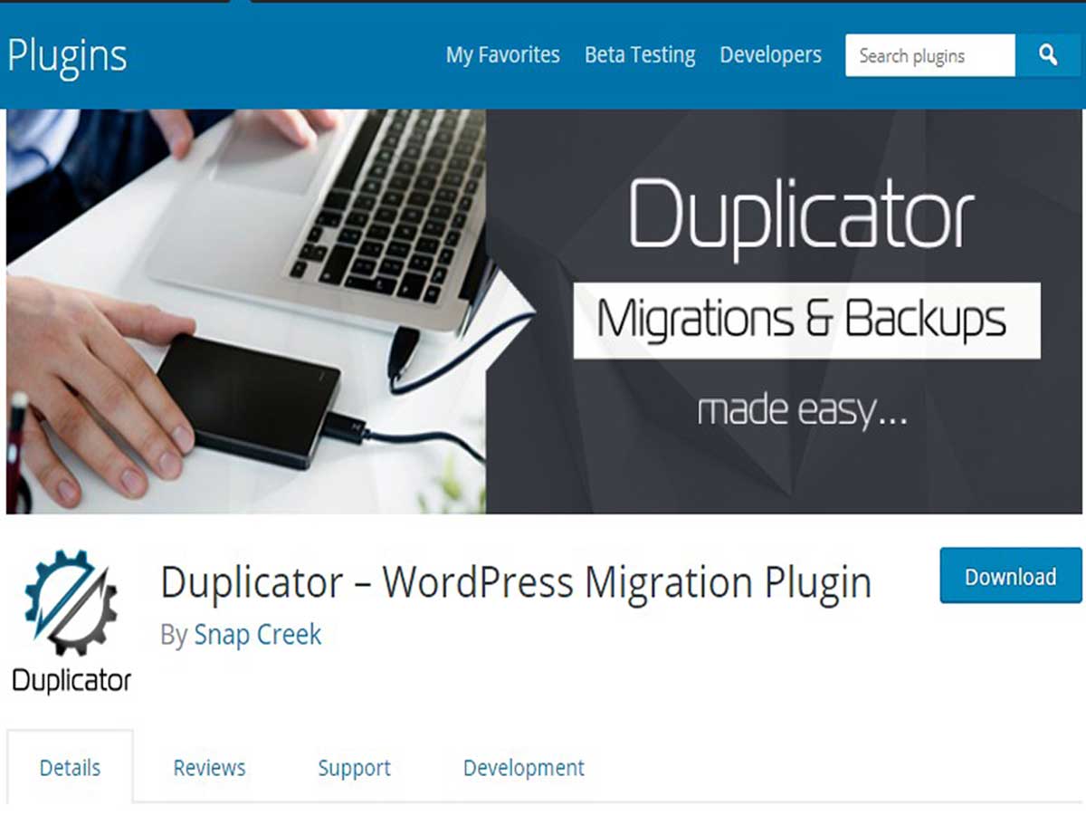 Duplicator WordPress migration plugin